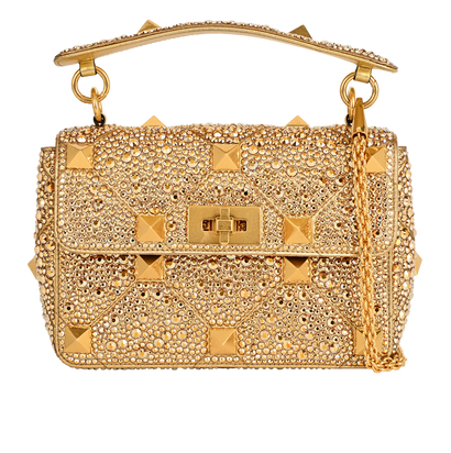 Medium Roman Stud, &pound;2,200, Handbags, Gold, Crystal, Front view